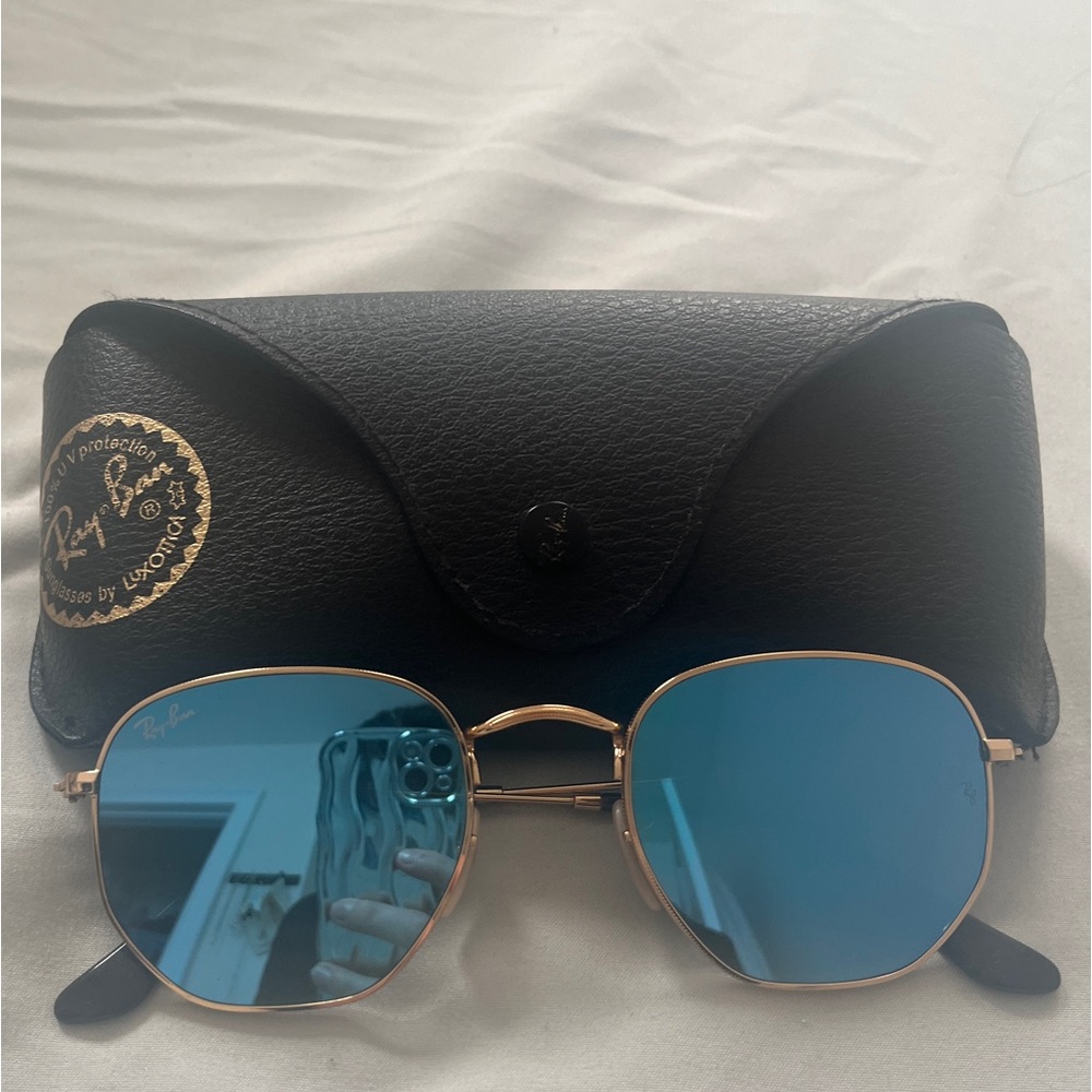 Ray Ban Women’s Hexagonal Flat Lenses with Blue Gradient Lenses